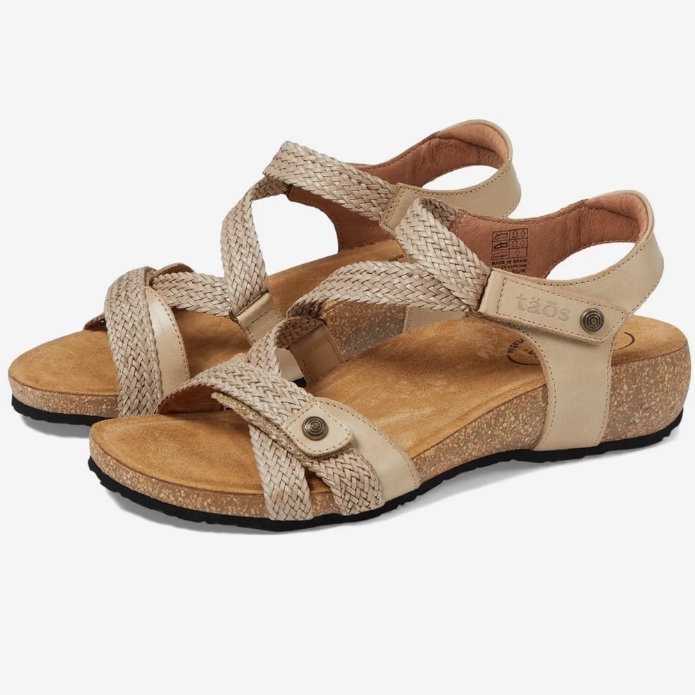 Taos Trulie Asymmetric Woven Sandals In Stone